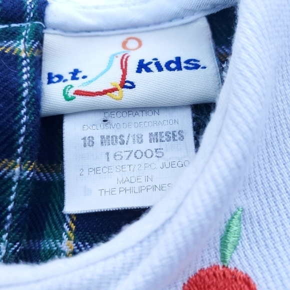 Vintage BT Kids Jumpsuit Smocked Green|Blue Plaid Baby 18 Months - Picture 4 of 5